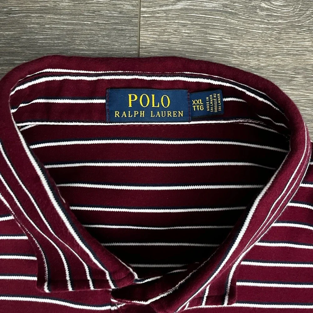 Polo Ralph Lauren Polo Shirt Blue Pony Mens 2XL Striped Preppy‎ Old Money Golf